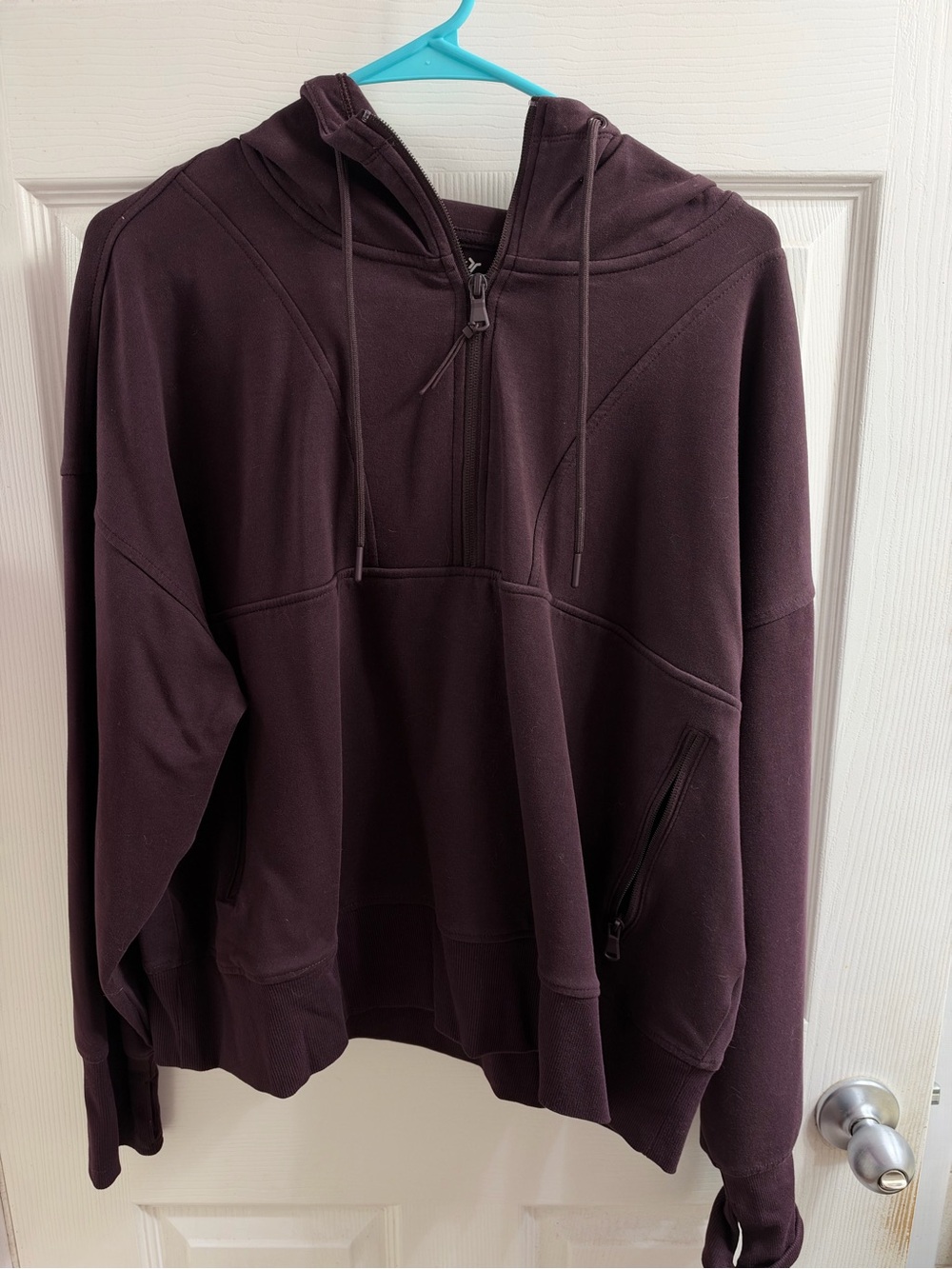 Women's Half-Zip Hoodie Sweatshirt - Deep Plum